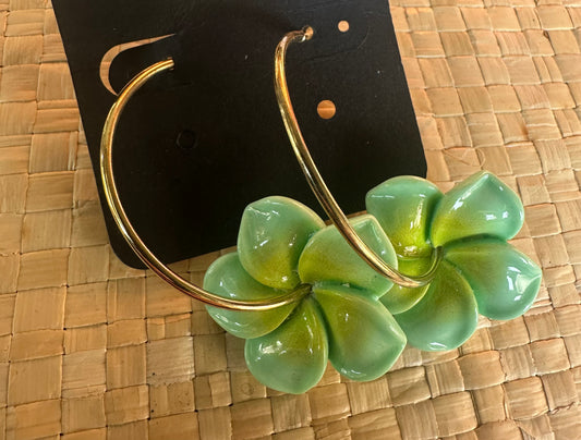 Plumeria Hoop Earrings