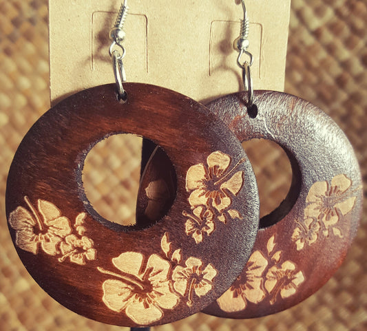 HIBISCUS WOOD EARRINGS