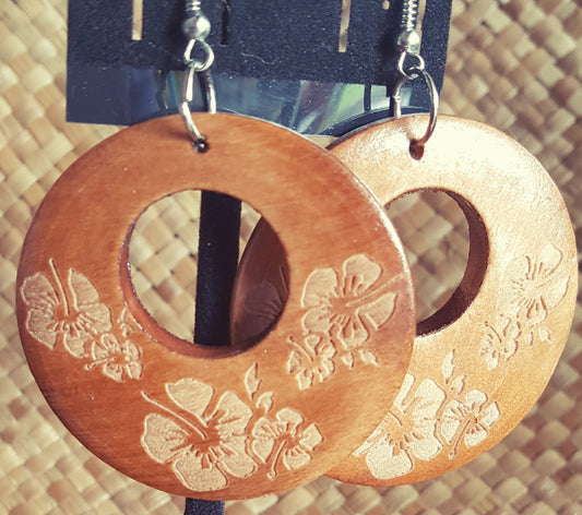 HIBISCUS WOOD EARRINGS