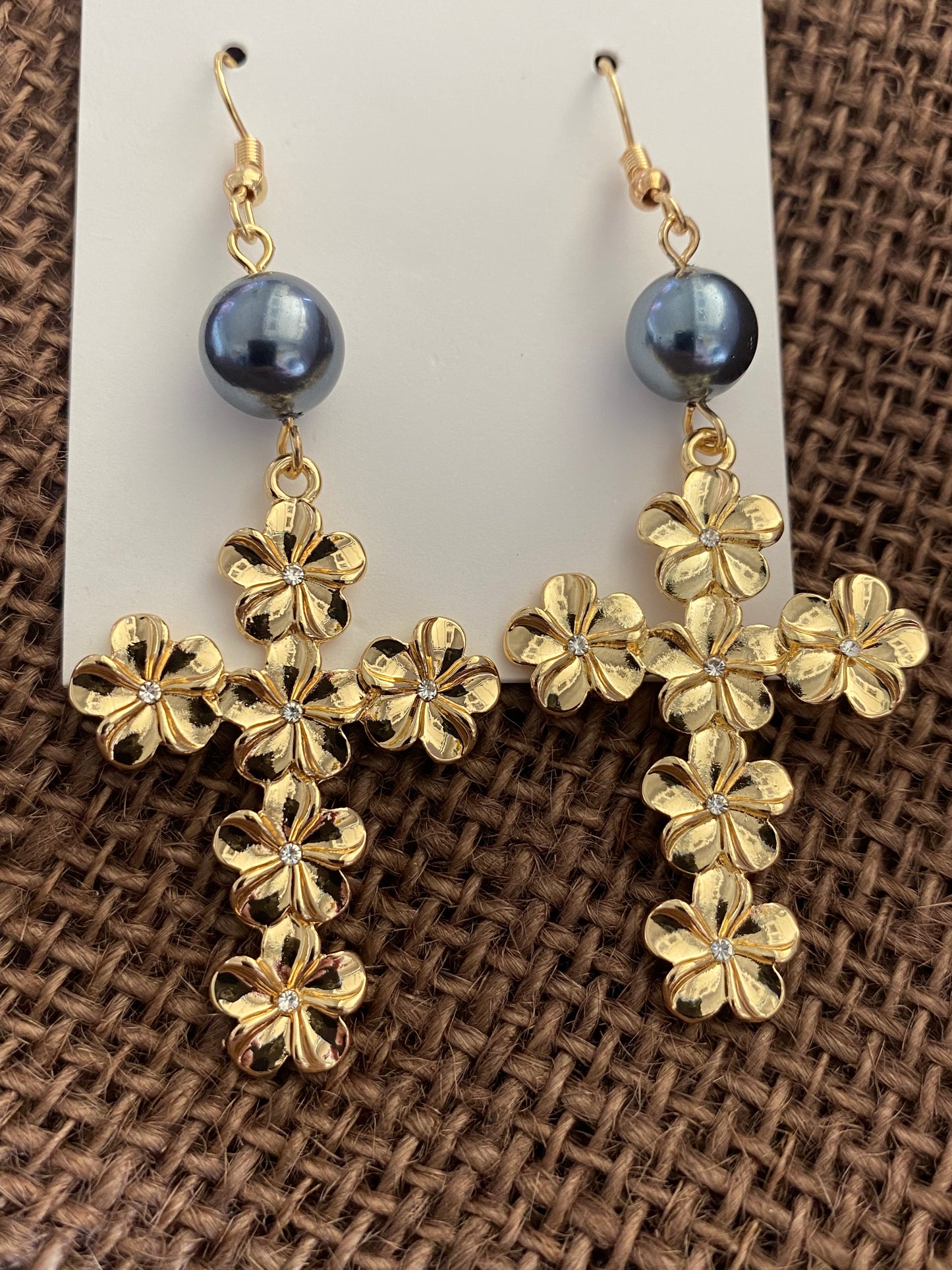 Plumeria Cross Earrings