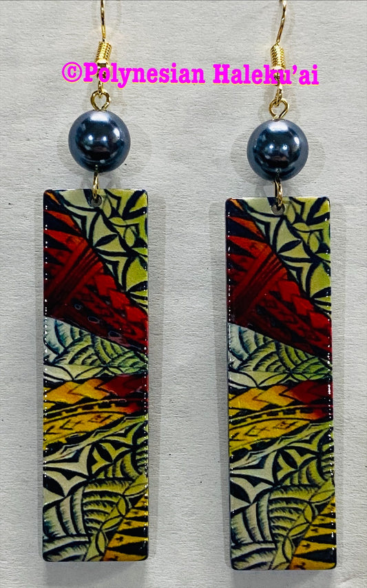 Rasta Square Drop Earrings