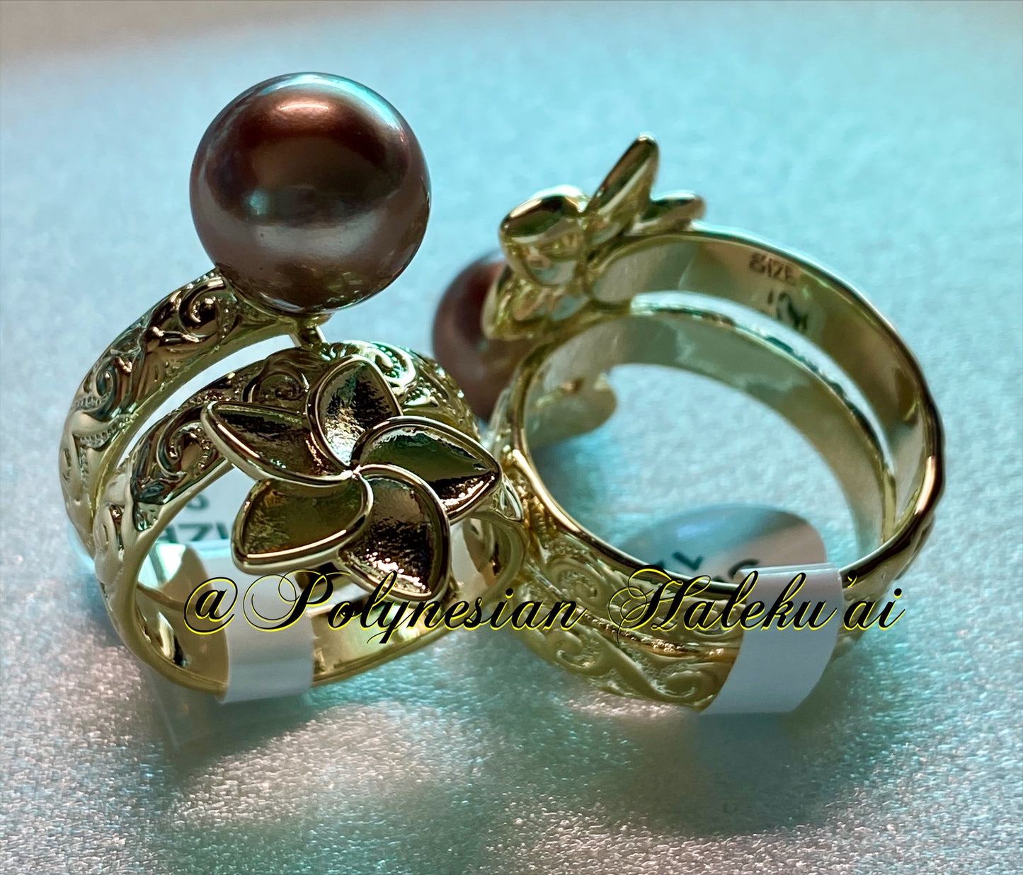 Plumeria Pearl Ring (Brown)